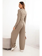 Dámský viskózový komplet s blůzou a širokými kalhotami fango Dámský viskózový komplet s blůzou a širokými kalhotami fango