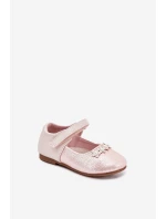 Dětské Baleríny Na Suchý Zip S Květinami Růžové Nikione