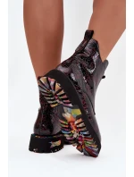 Lakované dámské kotníčková obuv z přírodní kůže s vyhříváním Artiker 57C0165 bordó