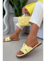 Dámské ploché pantofle s pásky žluté Marissae