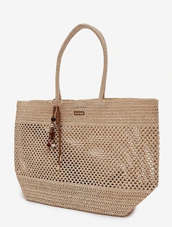 Velká Pletená Nákupní Taška s Přívěskem Světle Béžová Lucette