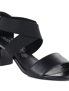 Dámské páskové sandály se sloupkem černé Jezzi RMR1954-27