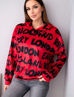 Dámská oversize mikina s kapucí a potiskem červená