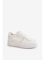 Dámské Tenisky Na Platformě S Dekorativním Šněrováním Bílé Mistra