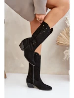 Semišové Kozačky S Prodyšným Svrškem Černé Zazoo 3609