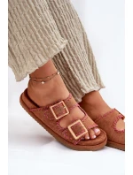 Dámské Sandały S Přezkami A Dekorativním Švem Hnědé Visley