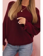 Svetr dámský z mohairu s nařasenými rukávy a výřezem na zádech bordový Svetr dámský z mohairu s nařasenými rukávy a výřezem na zádech bordový
