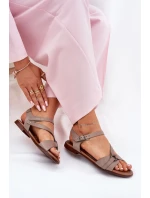 Zazoo 40182 Kožené Dámské Sandály Tmavě Béžové