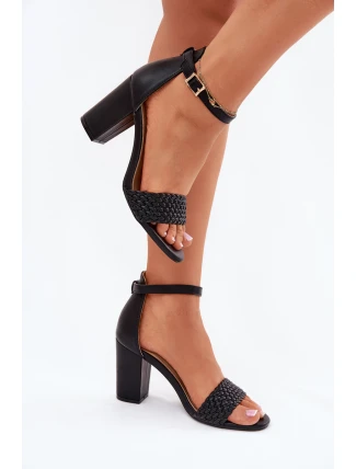 Dámské sandály na podpatku s pleteným pásem černé Asdine