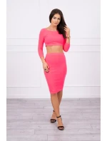 Souprava halenky a sukně růžová neonová