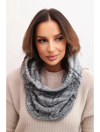 Dámský zimní měkký pletený komin KN25 šedý+grafitový