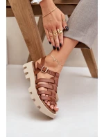 Kožené Dámské Sandály Zazoo 3695 Camel