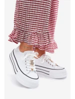 Dámské Tenisky Na Platformě Se Zlatými Doplňky Bílé Fiorina