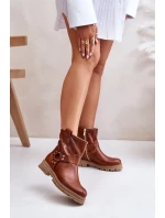 Kožené Dámské Kotníkové Boty Na Plochém Podpatku Lewski Hnědé Kožené Dámské Kotníkové Boty Na Plochém Podpatku Lewski Hnědé