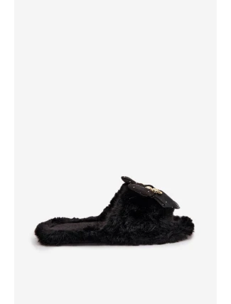Dámské pantofle s kožíškem Nolara – černé
