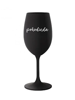 POHODINDA - černá sklenice na víno 350 ml