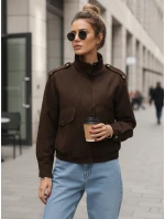 FashionStreet dámská semišová bunda bomber v čokoládové barvě TY5571 FashionStreet dámská semišová bunda bomber v čokoládové barvě TY5571