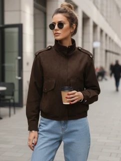 FashionStreet dámská semišová bunda bomber v čokoládové barvě TY5571