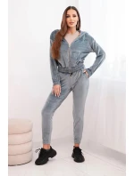 Dámská bavlněná 3-dílná souprava s mikinou, topem a tepláky růžový neon