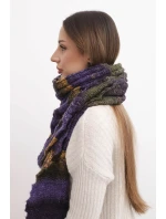 Dámský měkký a teplý vlněný šál v barevných pruzích KN19 tmavě fialový Dámský měkký a teplý vlněný šál v barevných pruzích KN19 tmavě fialový