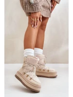 Dámské Sněhule Na Platformě S Šněrováním Světle Béžové Riaviana