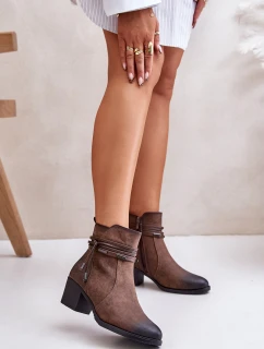 Dámské boty na podpatku z teplou podšívkou hnědé Lobina