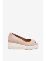 Dámské Sandály Na Klínu Z Eko Semiše Světle Béžové Velira Dámské Sandály Na Klínu Z Eko Semiše Světle Béžové Velira