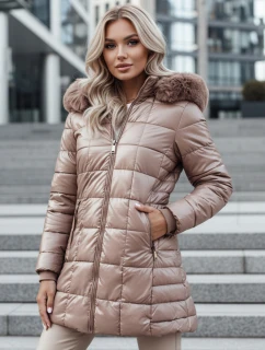 WINTERZIP dámská prošívaná zimní bunda s kapucí béžová FashionStreet TY4567z