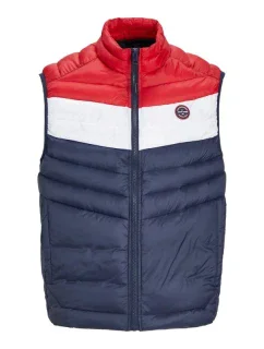 Jack&Jones Jjespring Tílko s límcem Noos M 12258457NavyBlazerWHITE/TRUEREDBLOC