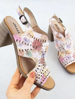 Dámské květinové ažurové sandály na podpatku Jezzi 24125