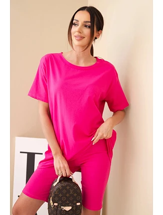 Dámský bavlněný komplet s krátkým rukávem a šortkami žlutý Dámský bavlněný komplet s krátkým rukávem a šortkami žlutý