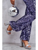 Lesklé Sandály Na Mohutném Podpatku Stříbrné Calmi