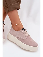 Semišové dámské polobotky na platformě Vinceza 79605 béžové