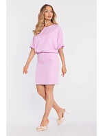 M904 Halenkové šaty s rozparkem na zádech - cukrově růžové