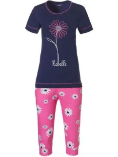 Dámské pyžamo 21231-400-2 tm. modrá-růžová - Rebelle
