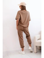 Dámský viskózový komplet s krátkým rukávem a nohavicemi velbloud