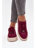 Semišové dámské tenisky na platformě Vinceza 79578 bordó