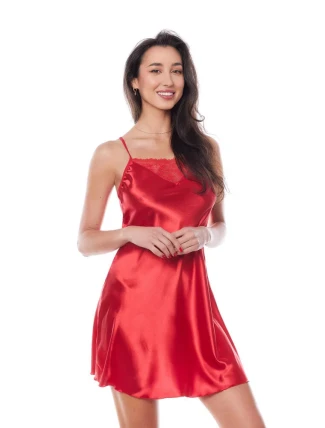 Saténová košilka Edith chemise red 3 - Anais