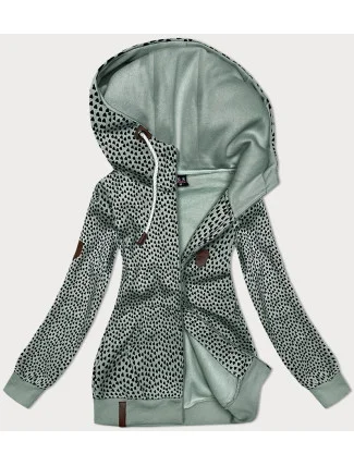 Šedozelená dámská rozepínací mikina se vzorem srdíček (2315) Šedozelená dámská rozepínací mikina se vzorem srdíček (2315)