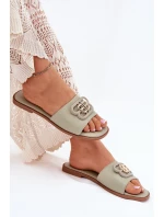 Ploché Dámské Pantofle S Ozdobným Detalem Zelené Nenitta