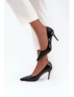 Lakované Eko Kožené Dámské Lodičky S Špičatými Nosky Černé Jadira
