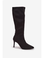 Materiálové dámské kozačky na jehlovém podpatku S.Барски HY52-513 Černé