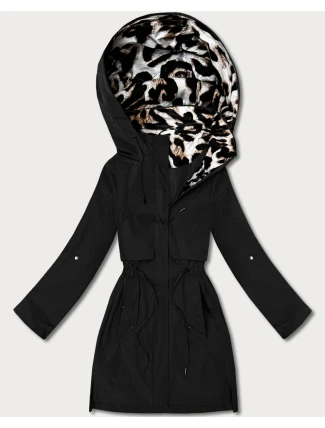 Kurtka z ozdobnym wykończeniem Goodlookin czarna-panterka (B8521-1)