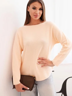 Dámský svetr z viskózy s dlouhým rukávem a kulatým výstřihem meruňkový