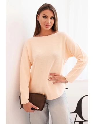 Dámský svetr z viskózy s dlouhým rukávem a kulatým výstřihem meruňkový Dámský svetr z viskózy s dlouhým rukávem a kulatým výstřihem meruňkový