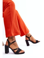 Lesklé sandály na vysokém podpatku černé Alicia