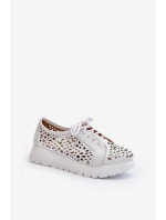 Dámská kožená polobotka s ažurovým vzorem Zazoo 2821 Světle šedá