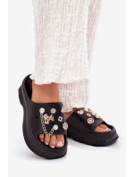 Pěnové Dámské Sandały Se Zlatými Doplňky Černé Hortiana Pěnové Dámské Sandały Se Zlatými Doplňky Černé Hortiana