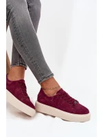 Semišové dámské tenisky na platformě Vinceza 79578 bordó