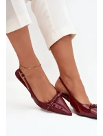 Lakované lodičky na podpatku s mašličkou bordó Olvena Lakované lodičky na podpatku s mašličkou bordó Olvena